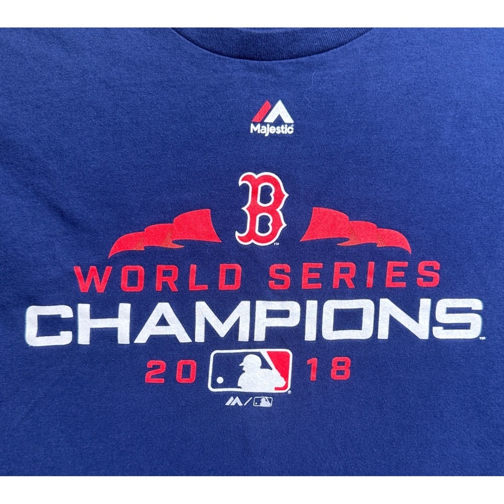 Majestic Boston Red Sox 2018 World Series Champions Navy Blue T-Shirt Mens Large - Picture 3 of 5